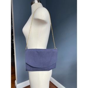 Vintage navy envelope shoulder bag with gold chain strap